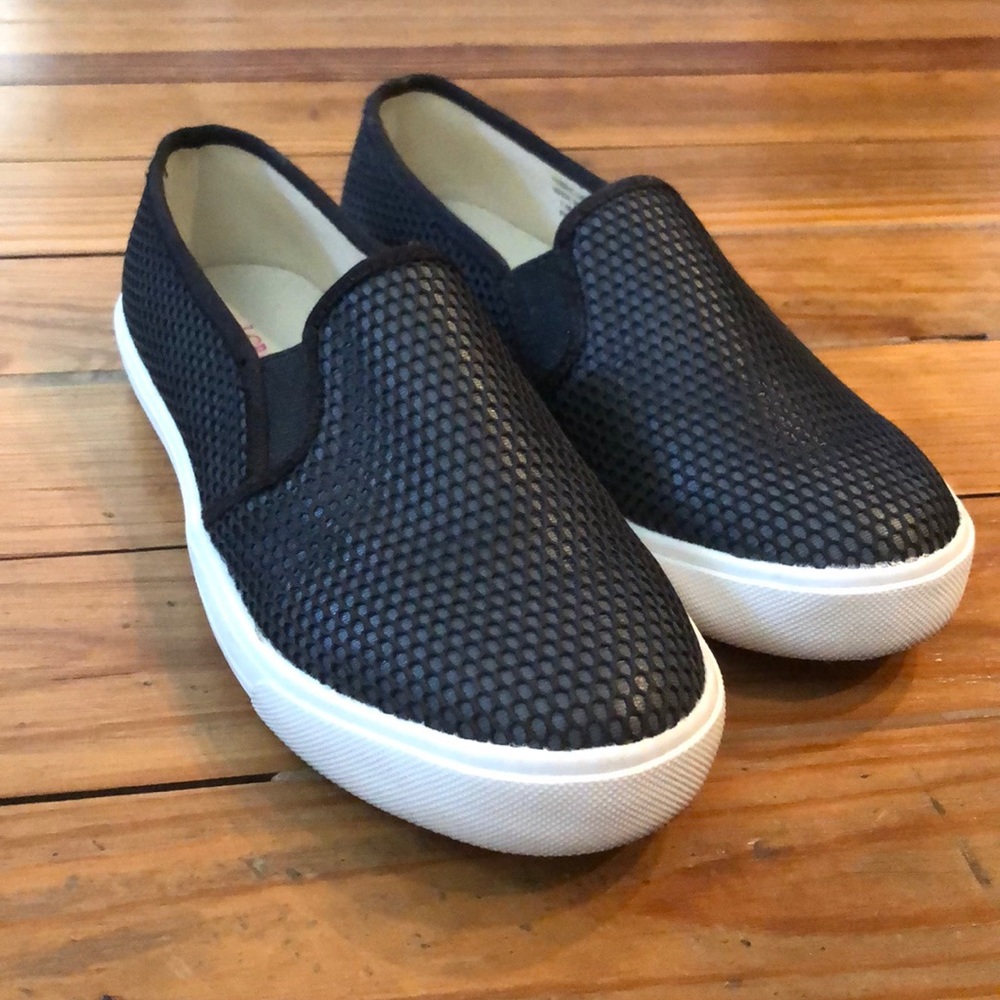 J crew black mesh slip on sneakers size 7